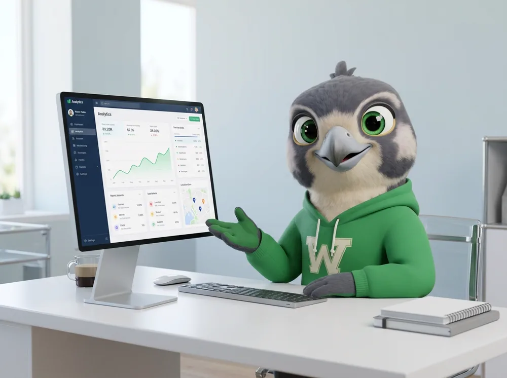 Falko rend un site visible en pointant un tableau de bord de statistiques
