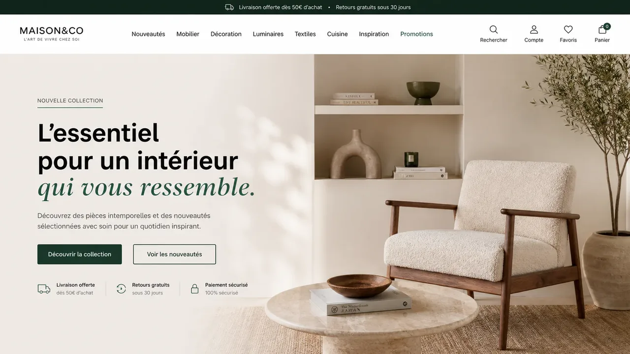 Boutique en ligne de décoration réalisée par Webify Meaux
